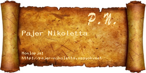 Pajer Nikoletta névjegykártya